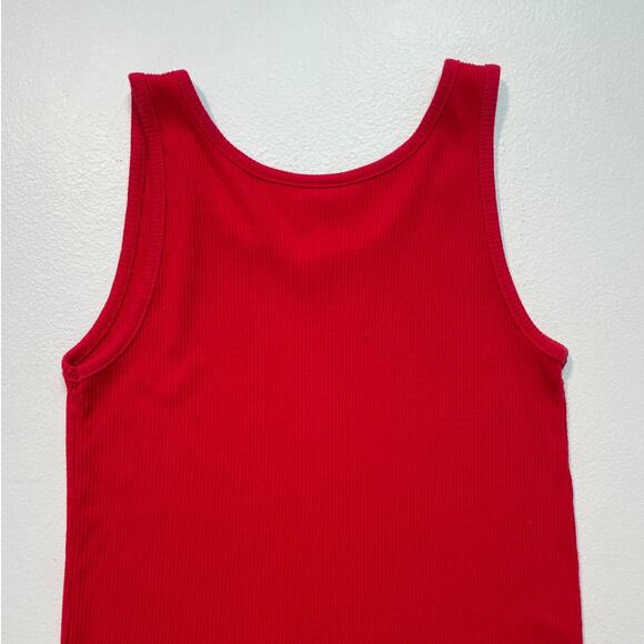 Vintage 80's Red Ribbed Tank Top / Sz M / Sleeveless / Normandee Rose / Minimal - Picture 5 of 9